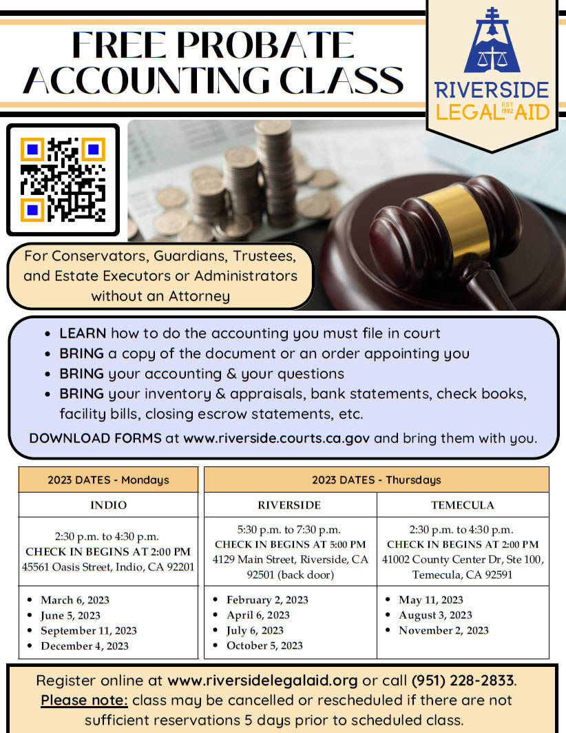 Probate Accounting Class Riverside Legal Aid