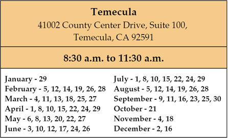 Conservatorship and Guardianship Workshop - Temecula Schedule